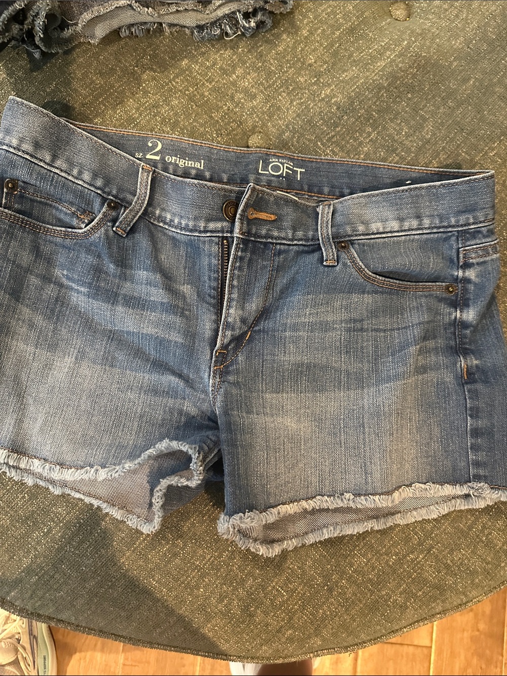 LOFT Light Wash Denim Frayed Hem Jean Shorts